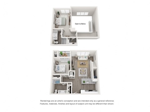 Two Bed Two Bath Loft 1143 sq.ft. at Brookfield Village Apartments in Brookfield, CT, 06804